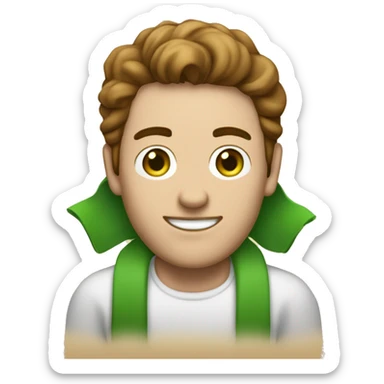 A white paper scroll held by a light-skinned man with green eyes and styled brown hair sticker