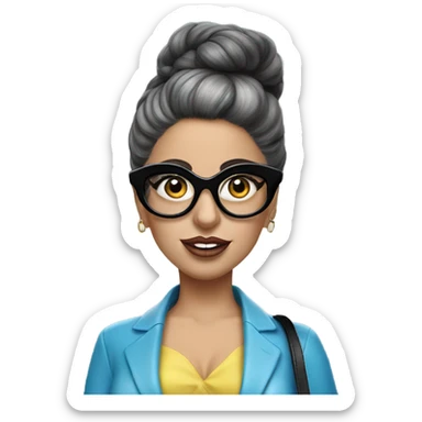 Lady gaga blue eyes black glasses realistic updo holding handbag  sticker