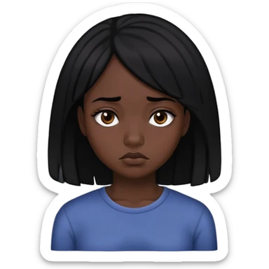 black dark girl with black hair sad 😔  sticker