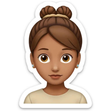 Girl with light brow skin and brown hair in a single bun sticker