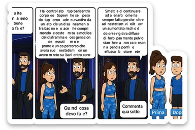 TRASFORMA QUESTO CAROSELLO IN UN FUMETTO CON QUESTE DUE PERSONE IDENTICHE CHE INTERLOQUISCONO TRA LORO:

Ho la cellulite anche se mi alleno e mangio bene, cosa posso fare?

Hai controllato il tuo baricentro corporeo?
Sapevi che se il peso del tuo corpo cade in avanti o da un lato, c’è un disallineamento fra bacino e torace, che comprimendo le coste, limita la motilità del diaframma e l’ossigenazione dei tessuti?
Il mio è il primo e unico percorso che lavora sugli inestetismi con un lavoro mirato sul baricentro corporeo.

Smettila di continuare ad allenarti come hai sempre fatto perché, oltre ad inestetismi visibili, corri un aumentato rischio di:
    • dolori e rigidità diffuse
    • disturbi pavimento pelvico
    • stanchezza cronica o insonnia
    • pancia gonfia e reflusso (bruciore)
    • etc…


Quindi cosa devo fare?
Commenta, qua sotto, con “simmetria” e ti mando un esempio del lavoro da fare. Lo stesso sistema con cui ho aiutato migliaia di persone, fra cui centinaia di donne a risolvere definitivamente gli inestetismi.
Metterei il prima e dopo

Se vuoi che ti aiuti personalmente
SCRIVIMI IN DIRECT sticker