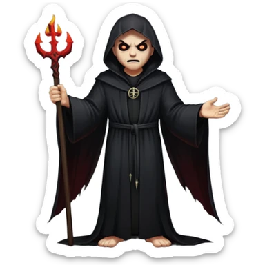 A preacher who's actually a demon.... but Noone knows it yet, in the style of your bleeding skull art. Dark gritty and menacing art style. Like in a doom game, full body sticker