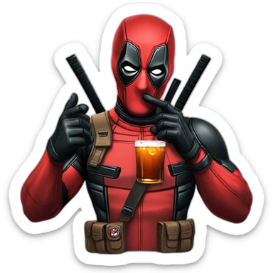 deadpool drinking jagermaister sticker