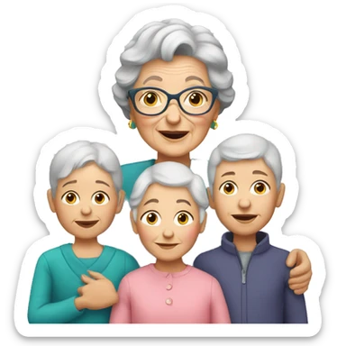 granny with kids sticker