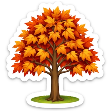 tree in autumn with orange and red leaves sticker