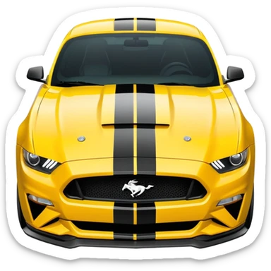 Ford Mustang with center black strip design and in written 309 and in front real pony logo in yellow colour  sticker