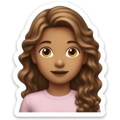 girl with long wavy brown hair sticker