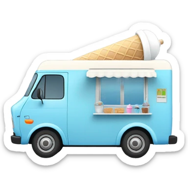 minimalistic blue ice-cream van, side view sticker