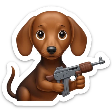 Dachshund dog Holding M16 sticker
