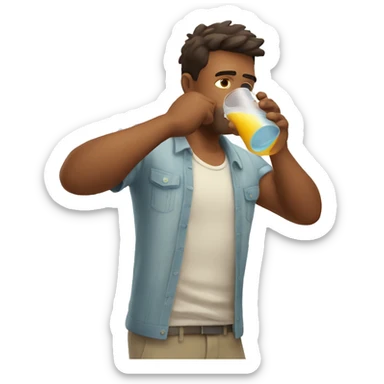 Guy feeling thirsty with summers heat sticker