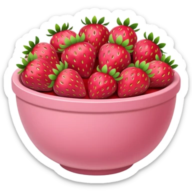 large fancy pastel pink bowl filled with strawberries sticker