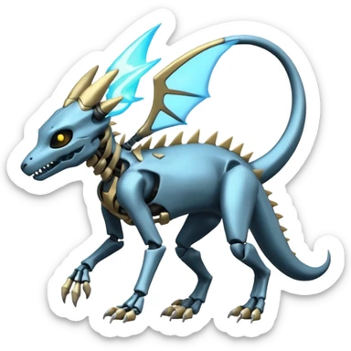 futuristic Skeleton-Cyborg-Manectric-Electrike-Salandit-Cubone-Umbreon-Marowak-Draco-Fakémon-hybrid-creature (full body), 4 legs sticker