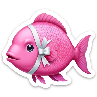 Pink fish with a white bow on it’s head  sticker