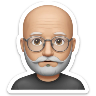 Bald man with salt and pepper beard and glasses sticker