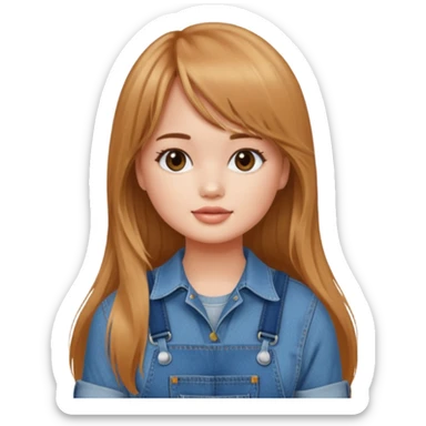 Debby Ryan (long hair with straight bangs) wearing overalls sticker