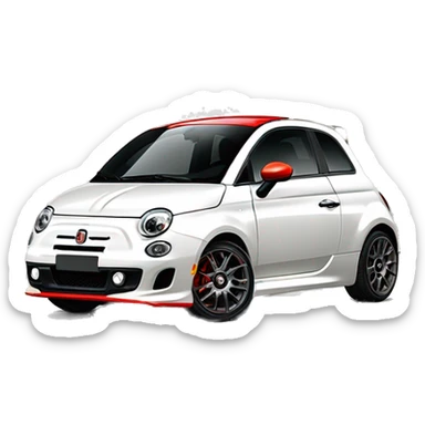 Fiat 500 abarth 2008 blanche , avec un stickers bande rouge sur le coté latéral rouge.  rétroviseur rouge. Jante grise chromé pétale  sticker