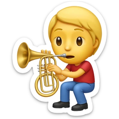 Emoji triste tocando el trombón sticker