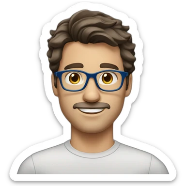 Handsome-Caucasian-Dad-dark-brown-wavy-hair-blue-eyes-glasses-straight-nose sticker