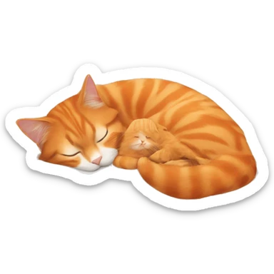 orange cat sleeping with long haired brunette girl sticker