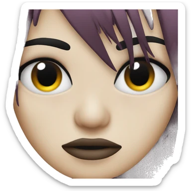 Emo emoji with bangs over the eye covering half the face  sticker