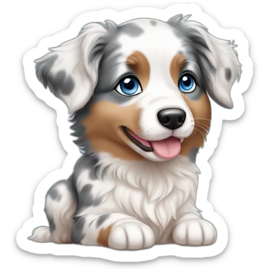 baby dog ​​with blue eyes, merle color, Australian Shepherd breed sticker