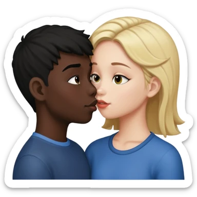 With boy kisses black girl sticker