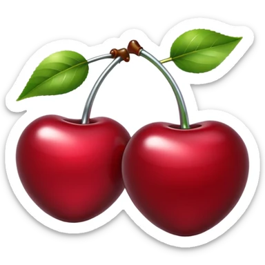 A pair of cherries emoji made of liquid silver chrome, smooth rounded shapes, glossy metallic surface, subtle sensual vibe, luxury sexy aesthetic, iOS emoji style, centered, clean white background sticker