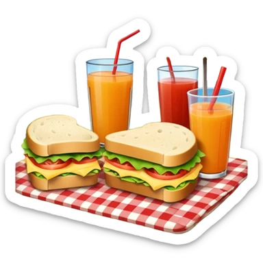 picnic with sandwiche and juice sticker