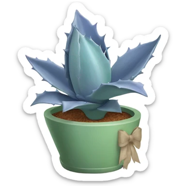 Agave plant with periwinkle bow around the pot sticker