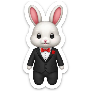 baby bunny in suit no carrot red bowtie sticker