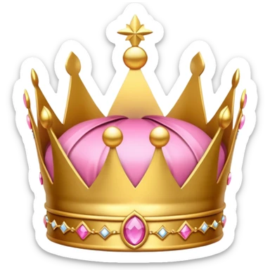A luxurious golden crown with pink accents and elegant details, a prominent empty space or cutout in the center sticker