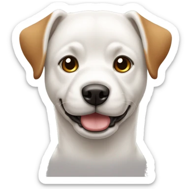 Perro blanco con orejas un poco caídas de color marrón, ojos verdes y nariz marrona sticker