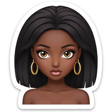 african beauty, dark black people hair, pretty eyes, pretty makeup, pretty bratz baddie sticker
