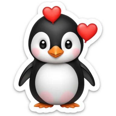 Cute penguin with alots of heart sticker