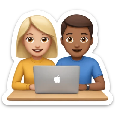 video meeting via laptop 2 people talking and smiling sticker