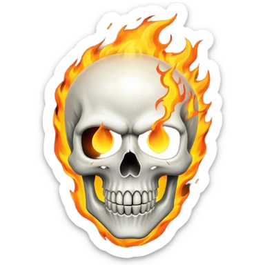 Ghost rider white skull with fire burning sticker