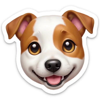 Cinematic Cute Jack Russell Terrier Portrait Emoji, Head tilted playfully and inquisitively, featuring a charming, small yet spirited body with a smooth, glossy coat, round, sparkling eyes full of delightful curiosity, and an endearing, mischievous smile, Simplified yet irresistibly adorable features, highly detailed, glowing with a warm, inviting glow, high shine, affectionate and lively, stylized with a touch of whimsical canine charm, soft glowing outline, capturing the essence of a mischievous yet lovable Jack Russell Terrier that seems as if it could scamper out of the screen into your arms! sticker