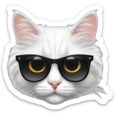 Fluffy cat turkish van in black sunglasses sticker
