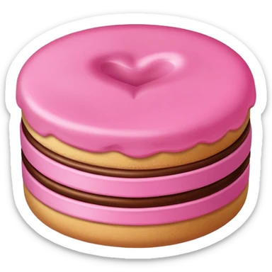 Yumuş yumuş pembe ayıcık elinde kremalı kek tutan sticker