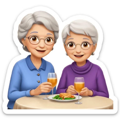 conversación dentro de un restaurant  dos personas y una de las persoans sea una abuela sticker