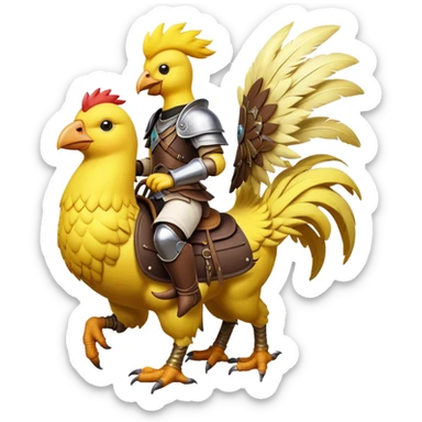 Chocobo with rider, yellow bird carrying a human character sticker