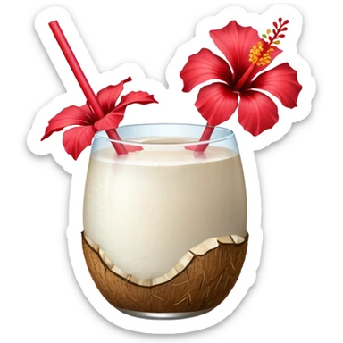 coconut drink with red flowers and summer vibe sticker