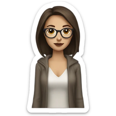 A women Sith glases and Brown hair and withe skin sticker