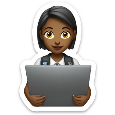 a schoolgirl on a laptop sticker