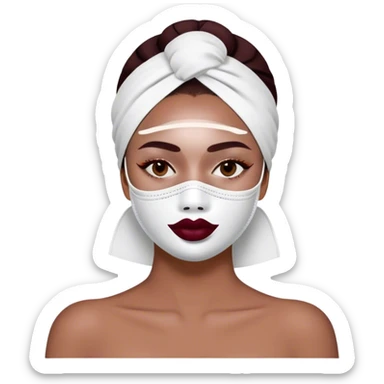Lady with face mask spa beauty full face relaxing Burgundy sticker