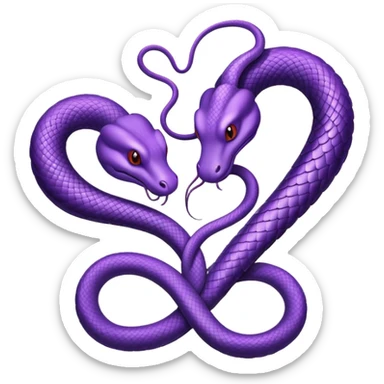 Two purple snakes making a heart sticker