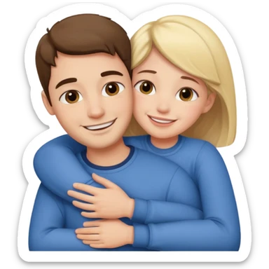 Texte ´Gros câlin’, en dessous un homme fait un câlin à sa sœur.  sticker