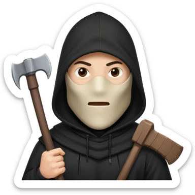 an executioner with a black hood/ sheet on his face so we can't see his face and a big axe in his hand sticker