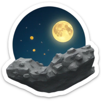 The full Moon and an asteroid crash sticker