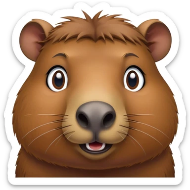 Cinematic Comical Capybara Portrait Emoji, Head tilted dramatically with an exaggeratedly amused expression, featuring a robust, rounded build and a distinct capybara face with a broad snout and quirky, small ears, rendered with lifelike soft fur and wide, comically expressive eyes brimming with playful disbelief; high shine, dramatic yet playful, styled with an air of cheeky mischief, soft glowing outline, capturing the essence of a spirited and over‐the‐top capybara that looks ready to side‐eye its way into viral fame! sticker